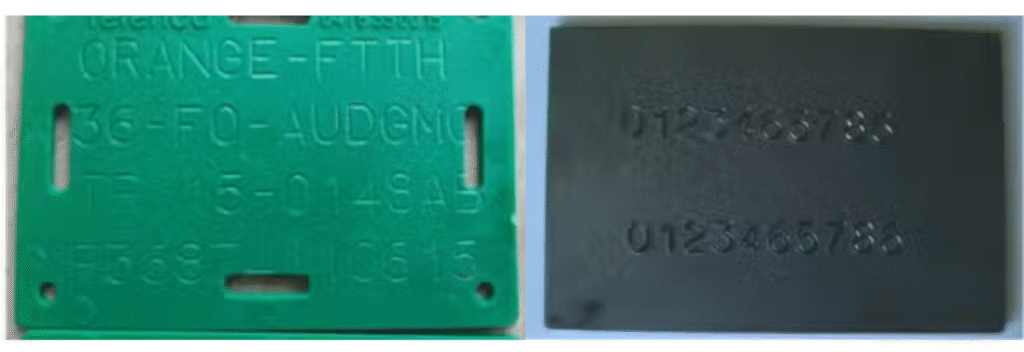 marquage par frappe sur plaque en acier